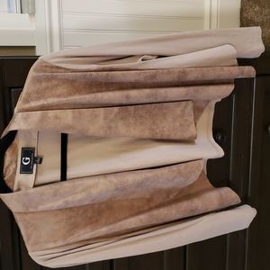 tan long sleeve jacket w snakeskin accent